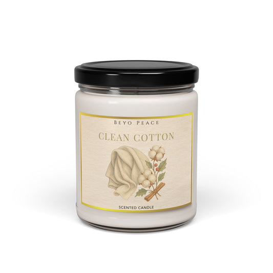Clean Cotton Scented Soy Candle | Cozy Home Decor, Relaxation Gift, Aromatherapy, Eco-Friendly, Clean Scent
