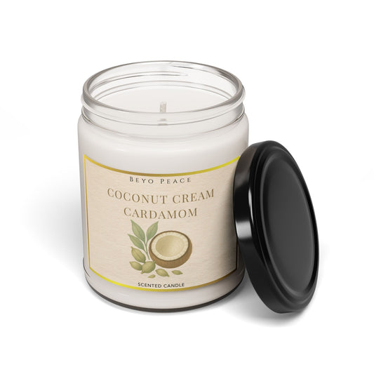 Coconut Cream Cardamom Scented Soy Candle - Aromatherapy, Home Decor, Gift for Her, Relaxation, Meditation