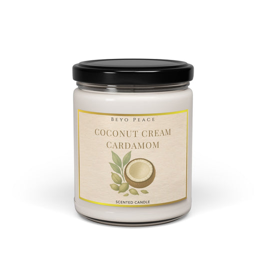 Coconut Cream Cardamom Scented Soy Candle - Aromatherapy, Home Decor, Gift for Her, Relaxation, Meditation