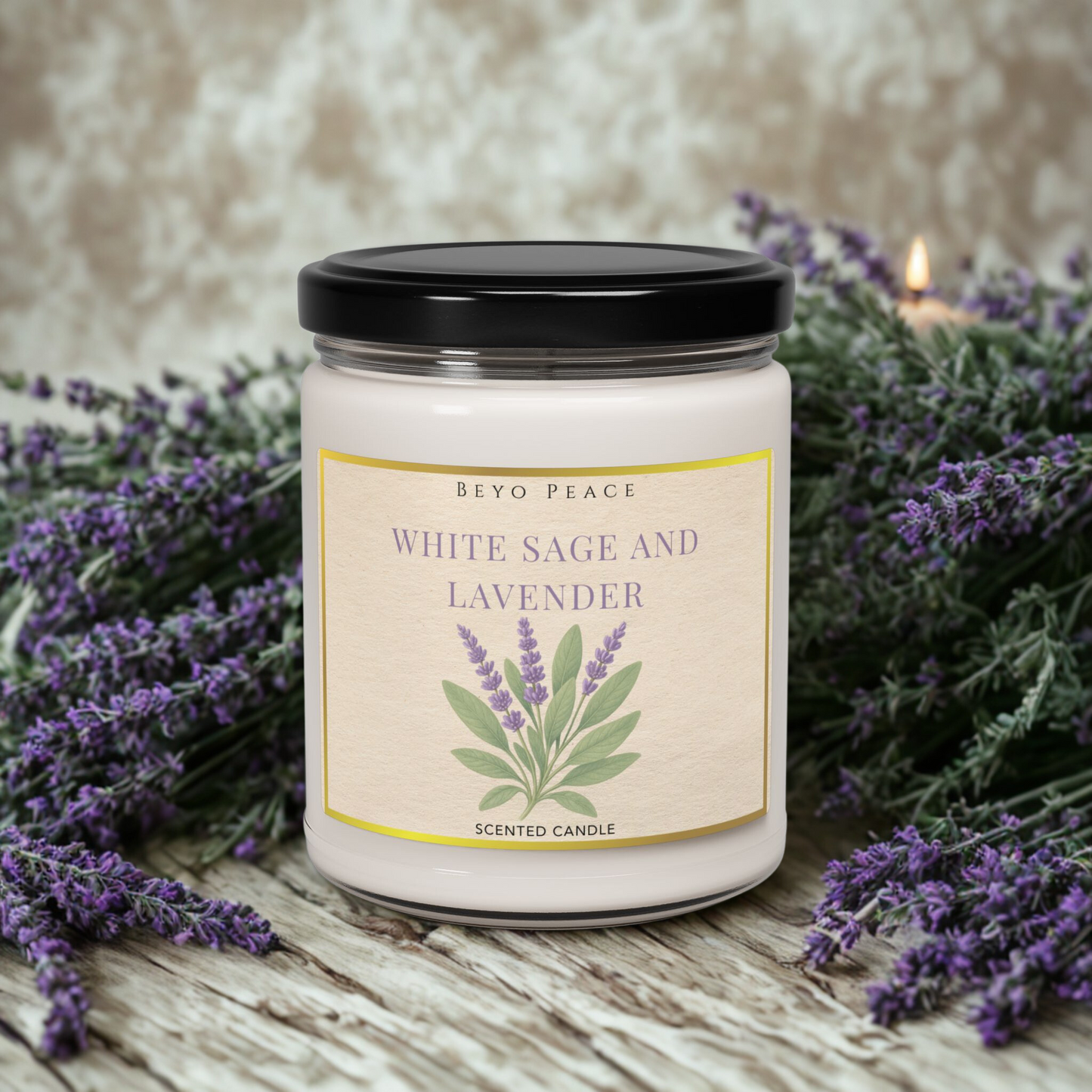 Lavender Sage Candle - Tranquil Home Décor, Aromatherapy Gift, Relaxation, Self-Care, Meditation, Eco-Friendly Candle